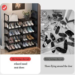 SMYOUQE 5 Tier Shoe Rack For Closet, 20 Pairs Sturdy Metal Shoe Shelf Storage Organizer, Small Space Wide Adjustable Tall Low Stackable, Shoe Rack For Closet Entryway Floor 36 Inch Wide, Black