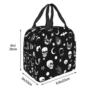 wyehjut Goth Skull Moon Lunch Bag Kids Insulated Lunch Box Small Reusable Tote Bags for Teens Girls Boys School Office Travel