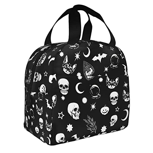 wyehjut Goth Skull Moon Lunch Bag Kids Insulated Lunch Box Small Reusable Tote Bags for Teens Girls Boys School Office Travel