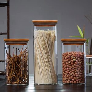 20 OZ/600ml Glass Airtight Food Storage Containers,Spice Jar with Bamboo Airtight Lids，Pack of 12 Clear Glass Food Storage Jars Containers for Candy, Cookie,Coffee