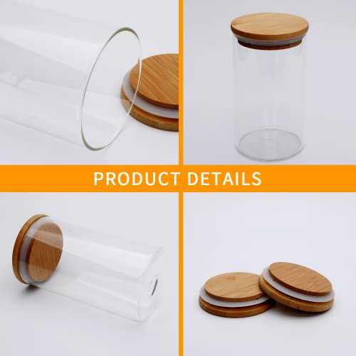 20 OZ/600ml Glass Airtight Food Storage Containers,Spice Jar with Bamboo Airtight Lids，Pack of 12 Clear Glass Food Storage Jars Containers for Candy, Cookie,Coffee