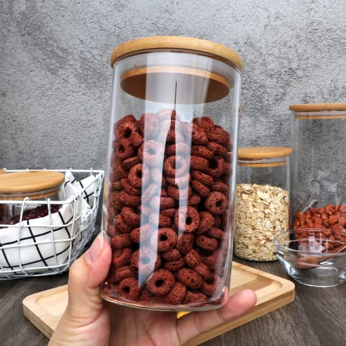 20 OZ/600ml Glass Airtight Food Storage Containers,Spice Jar with Bamboo Airtight Lids，Pack of 12 Clear Glass Food Storage Jars Containers for Candy, Cookie,Coffee