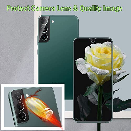 Jeywiry 3 Pack Screen Protector for Samsung Galaxy S22 Plus/S22+ 5G 6.6" [Not Fit for Galaxy S22 5G] with 3 Pack Tempered Glass Camera Lens Protector, Ultra HD, 9H Hardness, Anti Scratch, Easy Install