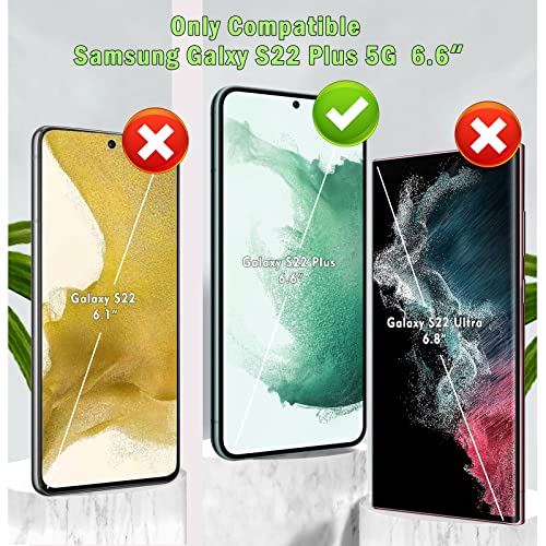 Jeywiry 3 Pack Screen Protector for Samsung Galaxy S22 Plus/S22+ 5G 6.6" [Not Fit for Galaxy S22 5G] with 3 Pack Tempered Glass Camera Lens Protector, Ultra HD, 9H Hardness, Anti Scratch, Easy Install