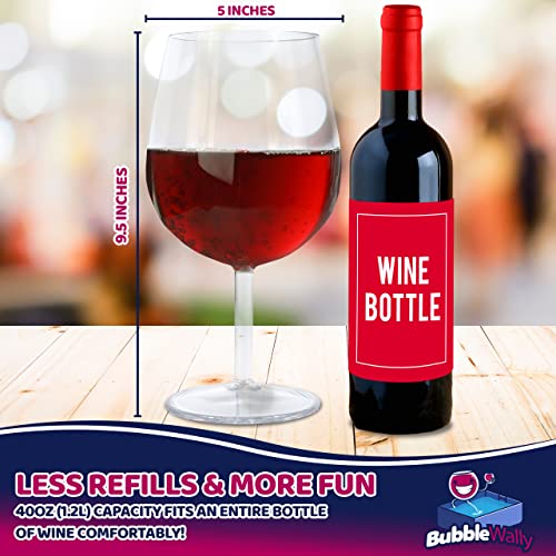 Giant Wine Glass Oversized (40 oz | 1.2L | Acrylic Plastic) - Big Wine Glass that Holds a Bottle of Wine | Wine Glass for Whole Bottle | Huge Full Bottle of Wine Glass