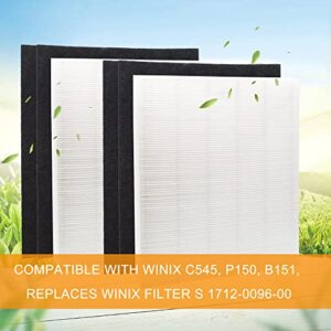 IZSOHHOME Compatible with Winix C545 Air Purifier,Replacement Filter S,Winix C545,Winix Air Purifier C545, P150, B151Part# 1712-0096-00 with 4 Extra C Pre-Filters,H13 True HEPA (2 Pack)