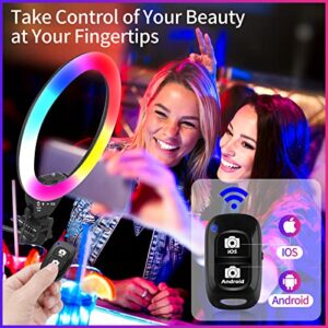 Torjim 12" RGB Ring Light with 67" Tripod Stand, Selfie Ring Light with Phone Holder & Wireless Remote, 3 CCT Modes & 12 Color Modes LED Ring Light for Selfie/Makeup/TikTok/YouTube