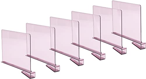 Sooyee 6 Pack Violet Clear Acrylic Shelf Dividers,Closet Shelves Closet Organizers and Storage in Bedroom, Kitchen, Office Shelves,Closet Dividers…