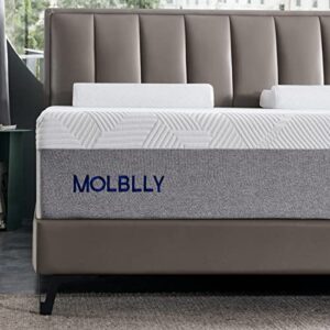 molblly queen mattress, 10 inch gel memory foam queen size mattress in a box, medium firm bed mattress queen, cool sleep & comfy support, 10 year support