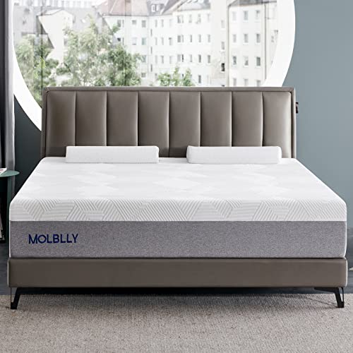 Molblly Queen Mattress, 10 inch Gel Memory Foam Queen Size Mattress in a Box, Medium Firm Bed Mattress Queen, Cool Sleep & Comfy Support, 10 Year Support