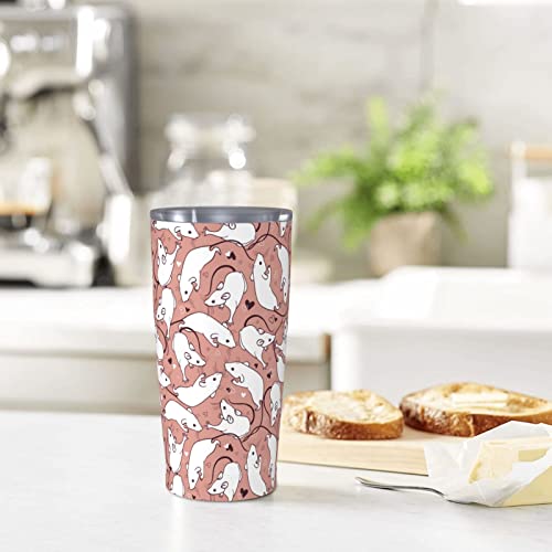 White Rats Stainless Steel Tumbler With Lid And Straw 20oz Insulated Coffee Mug & Tea Cup Travel Coffee Mug Car Thermos Cup