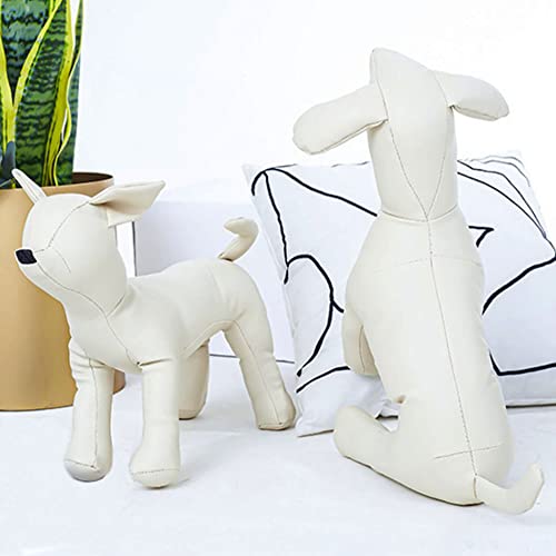 pawstrip Dog Mannequin PU Leather Pet Clothing Display Mannequin Dog Mannequin Display Stand Sewing Dog Standing Model Pet Store Mannequin for Clothes Display Cute Hangers for Dog Clothes White, S