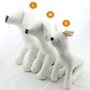 pawstrip Dog Mannequin PU Leather Pet Clothing Display Mannequin Dog Mannequin Display Stand Sewing Dog Standing Model Pet Store Mannequin for Clothes Display Cute Hangers for Dog Clothes White, S