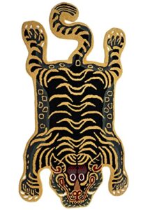 exotic india tibetan tiger mat from mirzapur - pure wool (nugget gold)