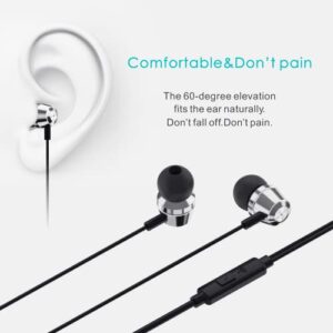 Tijjywwil Earphones,Earphones Wired with Built-in Microphone,Noise Isolating Wired Earbuds ,Metal Earphones,Fits All in-Ear Headphones with 3.5mm