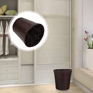 DOITOOL Woven Trash Can Rattan Garbage Bin Wicker Small Waste Basket Water Hyacinth Flower Pots Plant Basket Storage Basket for Home Office Coffee