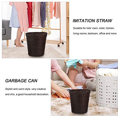 DOITOOL Woven Trash Can Rattan Garbage Bin Wicker Small Waste Basket Water Hyacinth Flower Pots Plant Basket Storage Basket for Home Office Coffee