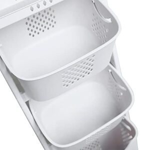 3-Layer Laundry Basket,Clothes Storage Basket with Universal Wheel Dirty Clothes Basket for Bathroom/Bedroom