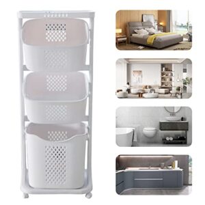 3-Layer Laundry Basket,Clothes Storage Basket with Universal Wheel Dirty Clothes Basket for Bathroom/Bedroom