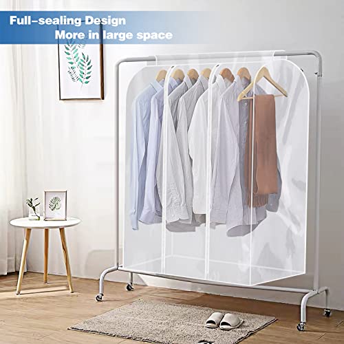 47'' Extra Large Clear Hanging Garment Bags for Closet Storage, Garment Rack Cover for hanging clothes, Sealed Clothes Dust Cover to Protect Coats, Suits, Dresses（with 5 Cedar Wood Chips）