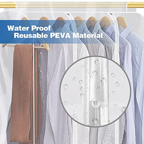 47'' Extra Large Clear Hanging Garment Bags for Closet Storage, Garment Rack Cover for hanging clothes, Sealed Clothes Dust Cover to Protect Coats, Suits, Dresses（with 5 Cedar Wood Chips）