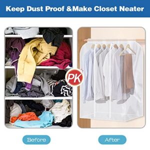 47'' Extra Large Clear Hanging Garment Bags for Closet Storage, Garment Rack Cover for hanging clothes, Sealed Clothes Dust Cover to Protect Coats, Suits, Dresses（with 5 Cedar Wood Chips）