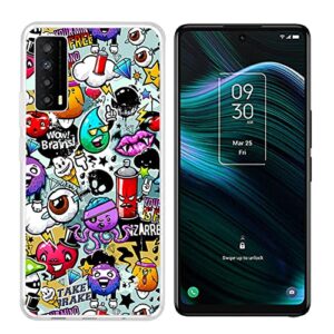 aqgg for tcl stylus 5g [6.81"] case, soft silicone bumper shell transparent flexible rubber phone protective cases tpu cover for tcl stylus 5g -cartoon devil