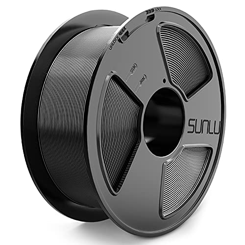 SUNLU PLA 3D Printer Filament Neat Spool, PLA Filament 1.75mm Dimensional Accuracy +/- 0.02mm, 1kg(2.2lbs), Reusable MasterSpool, Black