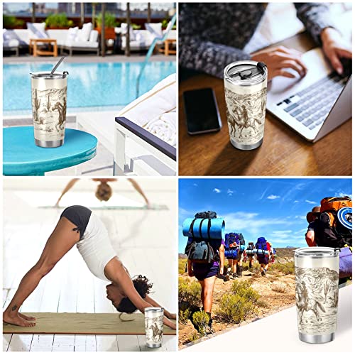 WELLDAY Western Desert Cowboy Stainless Steel Tumbler Cup with Straw & Lid Double Wall Vacuum Insulated Travel Mug Hot Cold Water Bottle Coffee Drinks Cup 20oz