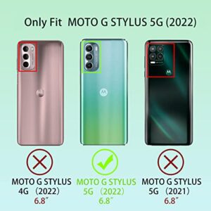 Case for Moto G Stylus 5G 2022 (NOT Moto G Stylus 5G 2021/4G), Motorola Phone Case with Ring Kickstand Lanyard Bumper Shockproof Full Body Protection Case - Silver