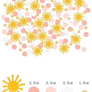 Golden Pink White Sunny Dots Confetti Girl Birthday Pink Scatter Table Decoration for Baby Shower First Trip Around the Sun Theme Party Bridal Shower Boho Wedding Classroom Nursery Supplies 150 Pcs