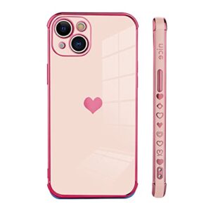Bonoma for iPhone 13 Case Love Heart Plating Electroplate Luxury Elegant Case Camera Protector Soft TPU Shockproof Protective Corner Back Cover iPhone 13 Case -Pink