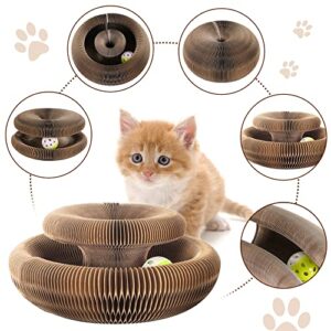 Magic Organ Cat Scratching Board, Cat Accordion, Cat Cordion, Cardboard Cat Scratcher Cat Bed Interactive Scratcher Cat Toy, Foldable Convenient Cat Scratcher Durable Recyclable Comes with Ball