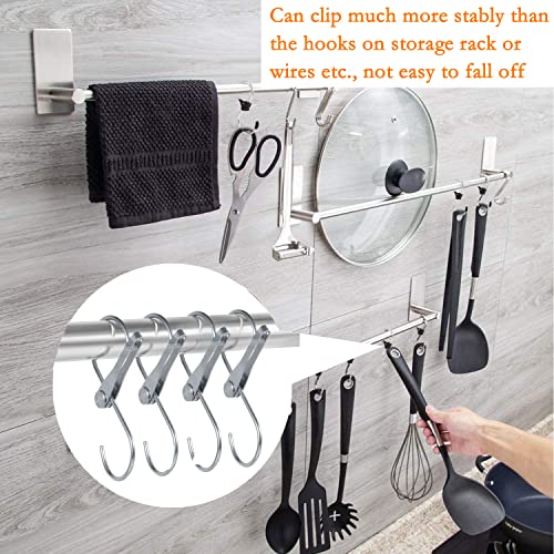 XCISSON S Hooks for Hanging Closet, Stainless Steel S Shaped Hooks with Safety Buckle Design, Heavy Duty S Hanger Hooks for Kitchen, Bathroom, Garden - 4.1 inch - 4 Pack