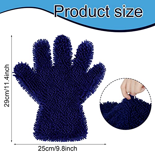 Ferraycle 2 Packs Car Wash Mitt 5 Finger Microfiber Wash Mitts Auto Car Dusting Gloves Double Sided Cleaning Gloves for Kitchen Home(Blue and Black)