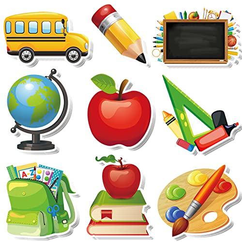 Lovhome 54 Pieces Back to School Cutouts Classroom Bulletin Board Decoration Set,School Bus Cutouts Classroom Theme Decor for School Classroom Party Favor Supplies (Multicolored)