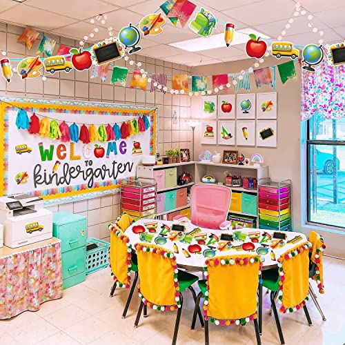 Lovhome 54 Pieces Back to School Cutouts Classroom Bulletin Board Decoration Set,School Bus Cutouts Classroom Theme Decor for School Classroom Party Favor Supplies (Multicolored)