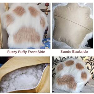 unlockgift Fluffy Throw Pillows, Fuzzy Decorative Pillows Paw Shaped Cushion, Decor for for Living Room/Bed Room/Dining Room/Office Sofa/Cars/Chairs-P04