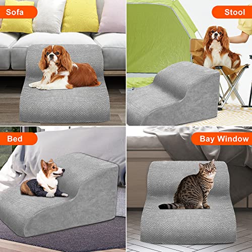 Dog Stairs for Small Dogs, High Density Foam Dog Ramp, Extra Wide Non-Slip Pet Steps for High Beds Or Couch, Soft Foam Doggie Ladder for Dogs Injured, Older Pets, Small Cats