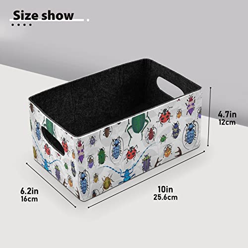 Colored Beetles Bugs Storage Basket Felt Storage Bin Collapsible Towel Storage Decorative Baskets Organizer for Clothes Towels Magazine