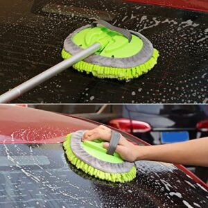 OCR 62" Car Wash Brush with Long Handle, Chenille Microfiber Car Wash Mop, Car Wash Mop with Detachable Pole, Windshield Squeegee, Wheel Brush, Car Cleaning Supplies Kit for Truck, RVs, Pickups