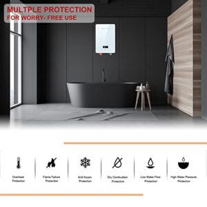 Electric Tankless Water Heater, 6.5kw 240V On-Demand Hot Water Heater for Shower, Instant Water Heater Digital Display,Point-of-Use Endless 1.6 GPM for Kitchen Washing Hand Washing Shower Bathroom