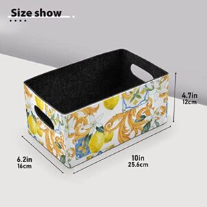 Lemon Storage Basket Felt Storage Bin Collapsible Shelves Basket Empty Gift Baskets Organizer for Pet Supplies Magazine