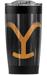 logovision yellowstone official yellowstone large brand stainless steel 20 oz travel tumbler, vacuum insulated & double wall with leakproof sliding lid
