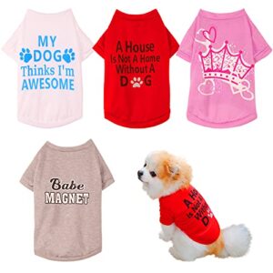 smxxo 4 pack printed dog shirt,dog summer shirt for cats small dogs,cool dog outfit for boy girl,stretchy pet clothing small dog sweatshirt,cat clothes ropa para perros