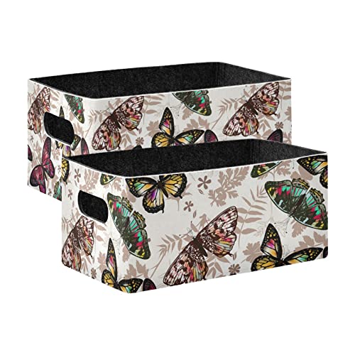 Butterfly Beautiful Storage Basket Felt Storage Bin Collapsible Towel Storage Convenient Box Organizer for Pet Supplies Magazine