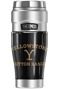 thermos yellowstone official yellowstone arched logo stainless king stainless steel travel tumbler, vacuum insulated & double wall, 16oz