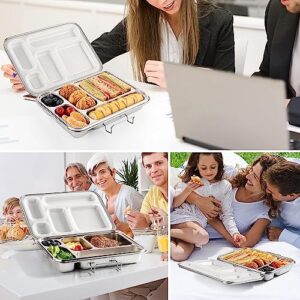 AOHEA Stainless Steel Lunch Box for Kids: Leak Proof Bento Lunch Box BPA Free 304 Stainless Steel Bento Box Stainless Bento Box with Containers for School and Office(5 Compartments)