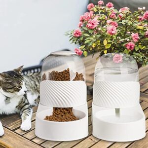 Hacaroa 2 Pack Automatic Cat Feeder and Water Dispenser, 0.5 Gallon Gravity Pet Food Feeder and Waterer Set, Self Feeding Dog Bowl for Small Pets, Puppy, Kitten, 100% BPA-Free, Easily Clean, White