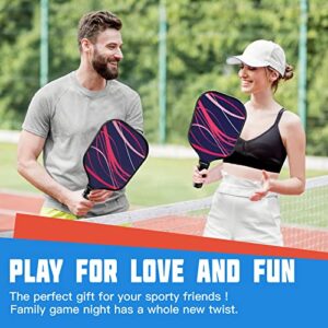 Pickleball Paddles, Pickleball Set of 2 Lightweight Fiberglass Pickleball Rackets, 2 Outdoor & 2 Indoor Pickleball Balls, 2 Extra Ball Retriever and 1 Bag, Polymer Honeycomb Core Pickleball Racquet